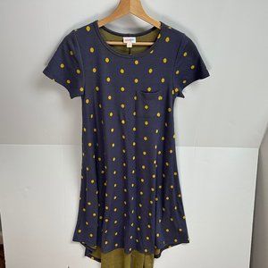 LuLaRoe Carly Navy Gold Polka Dot Size XXS